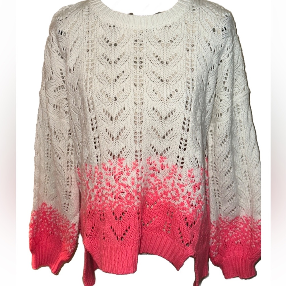💕Boutique Dip Dye Pointelle Feminine Oversized Sweater